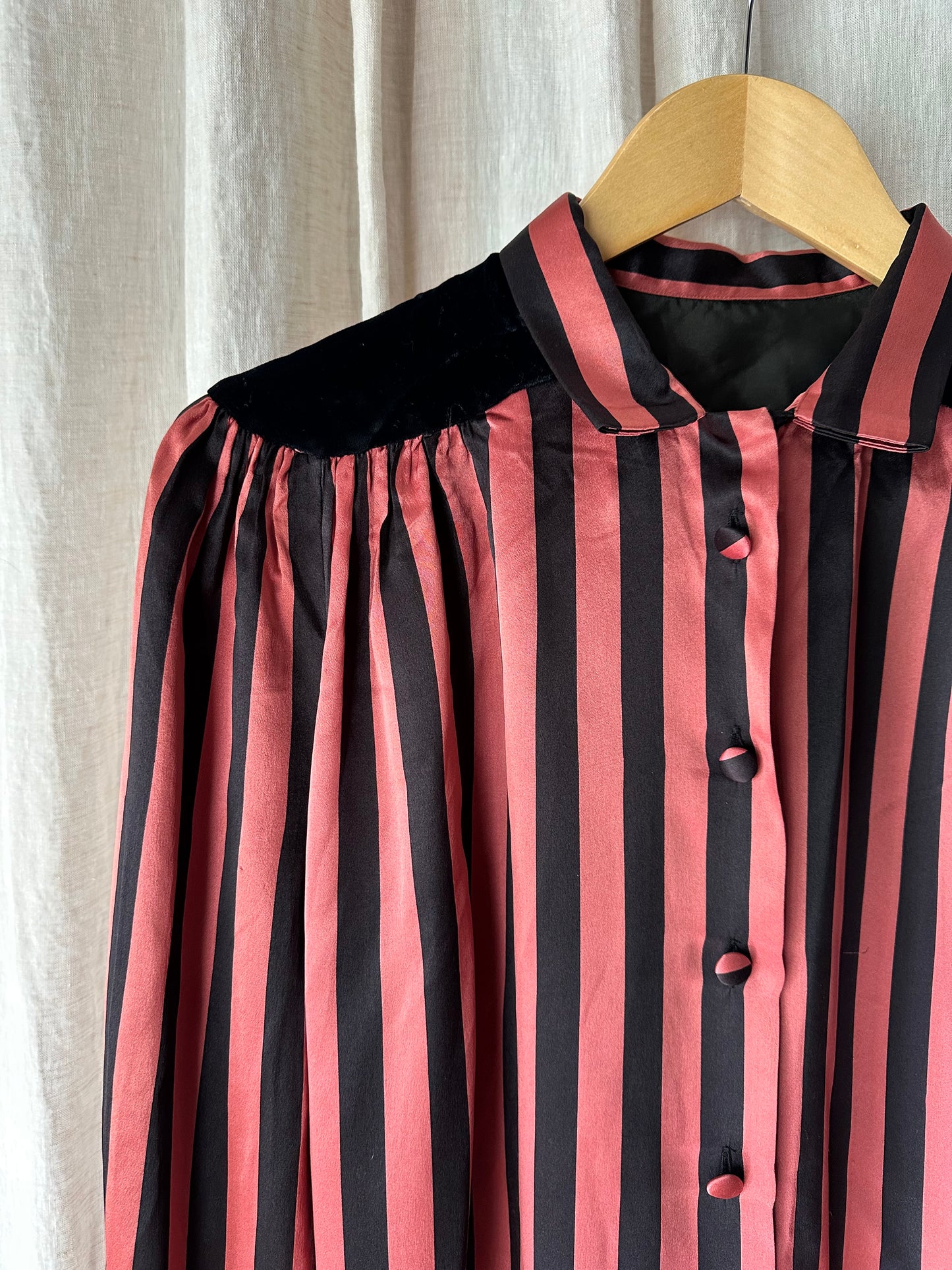 silk & velvet striped blouse