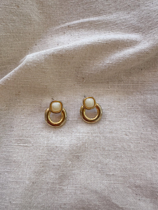 gold pearl hoop earrings