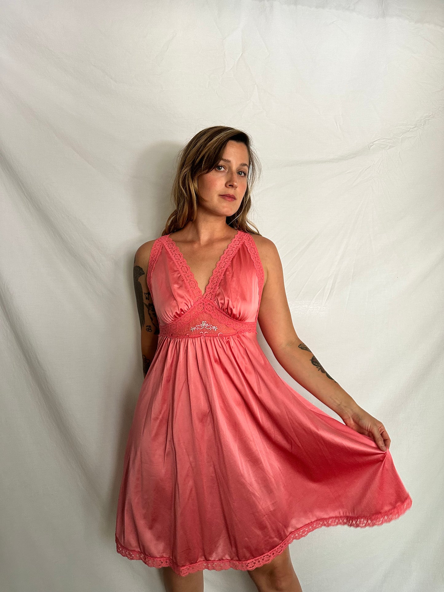 pink floral lace nightie