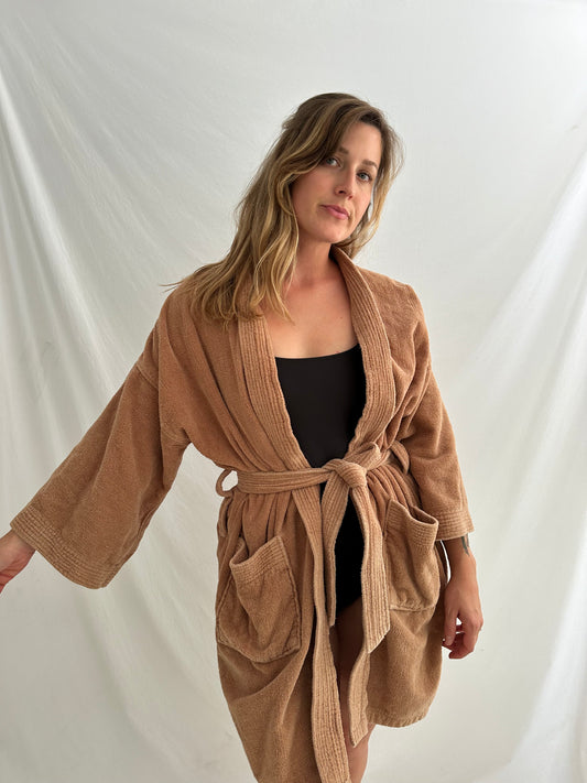 vintage tan terry cloth robe