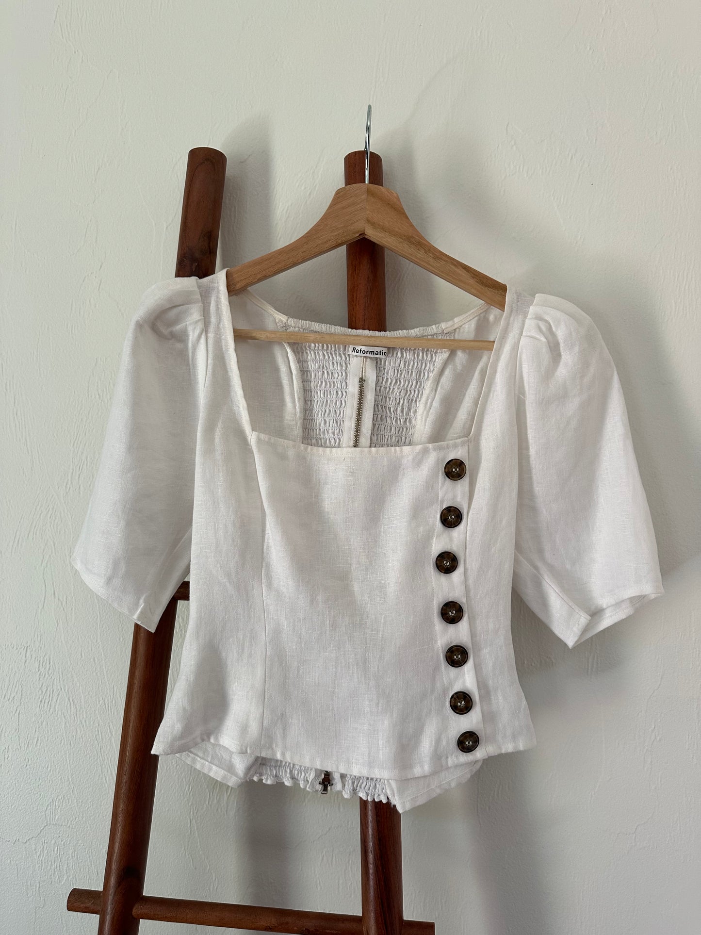 Reformation white linen top