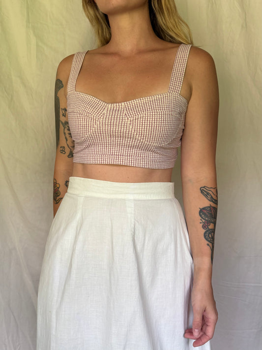 vintage grid crop top
