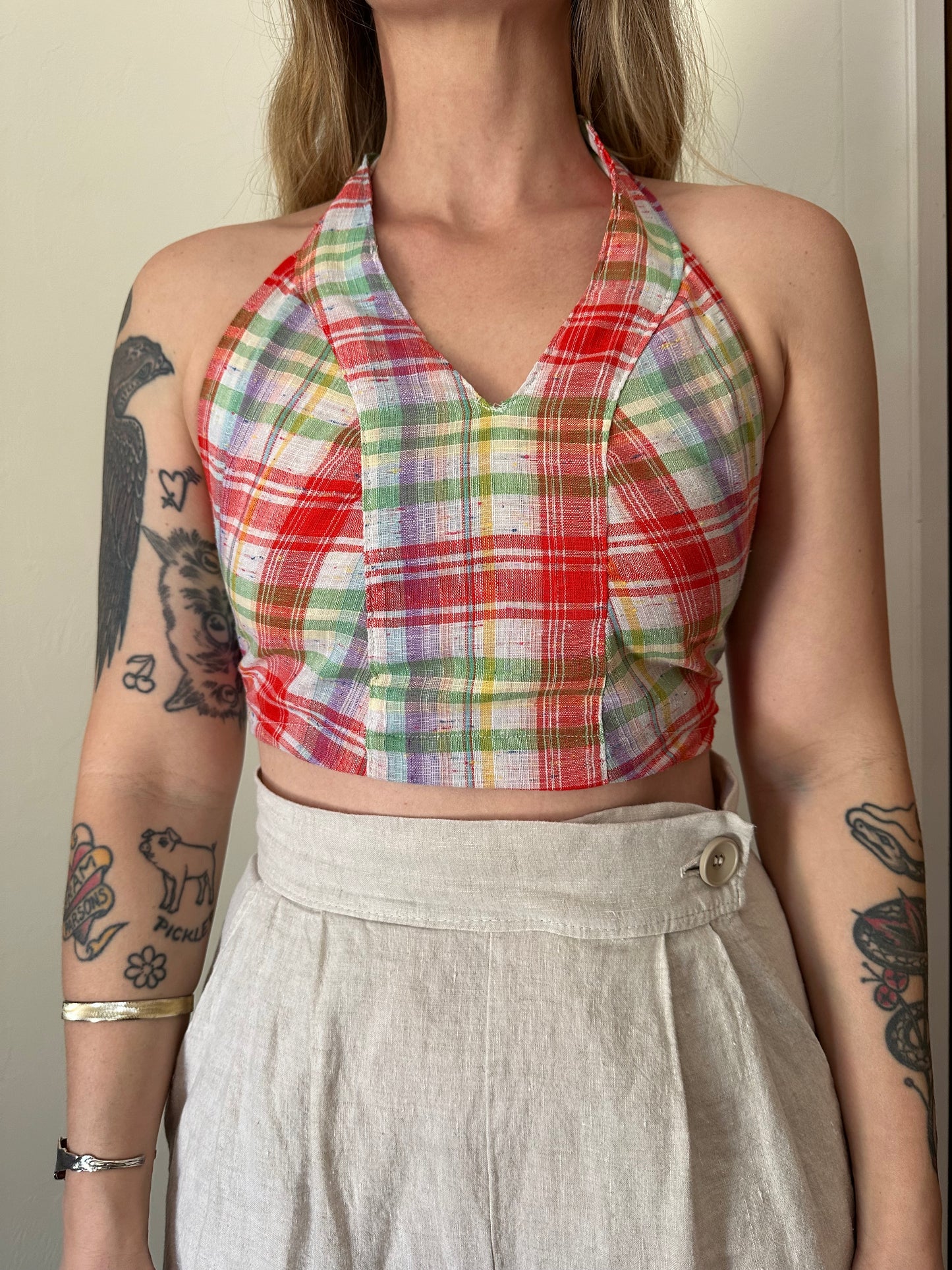 plaid vintage halter top