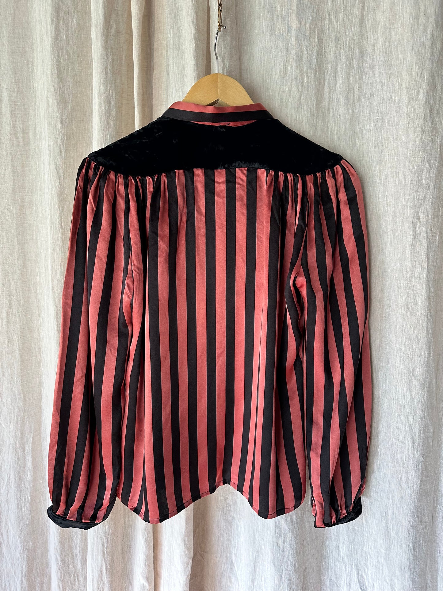 silk & velvet striped blouse