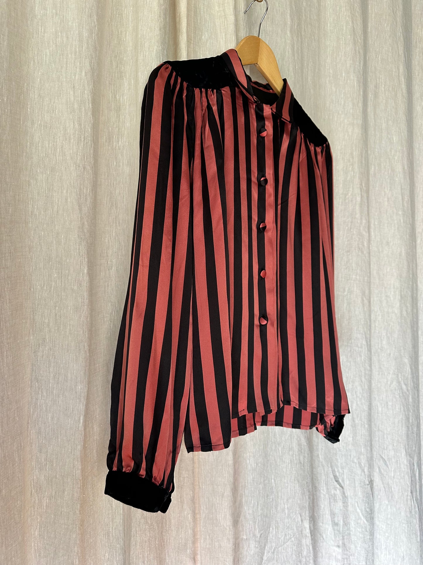 silk & velvet striped blouse