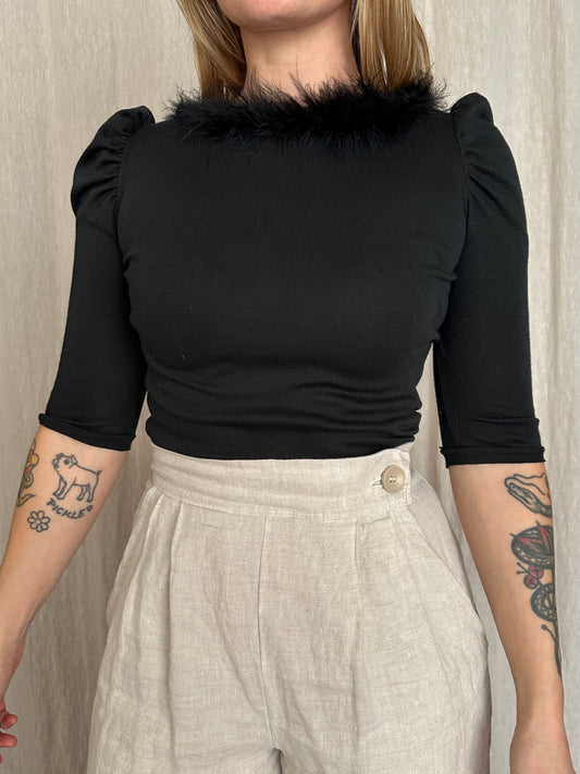 Vintage Feather Collar Top