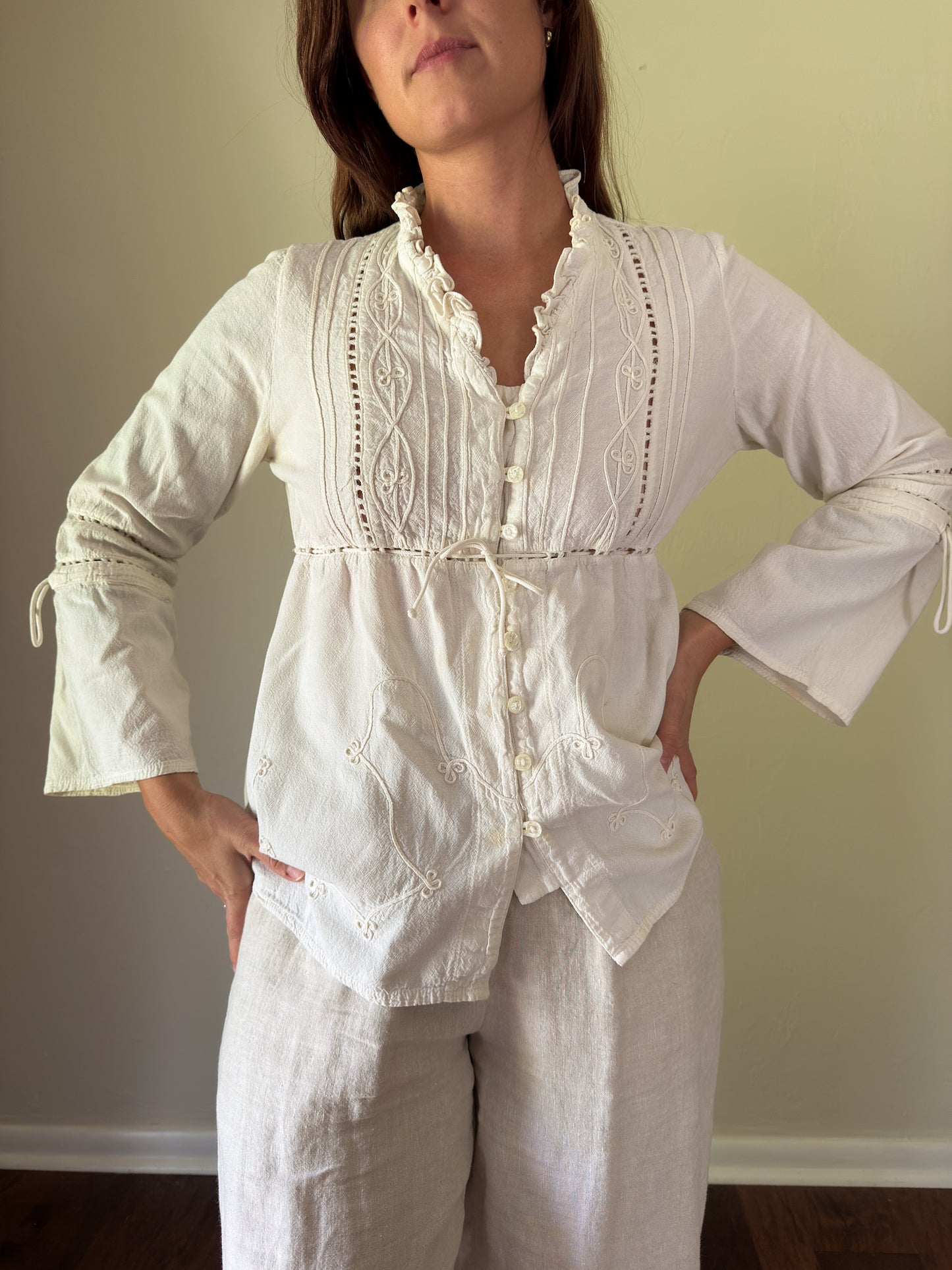 Vintage Ivory Boho Blouse