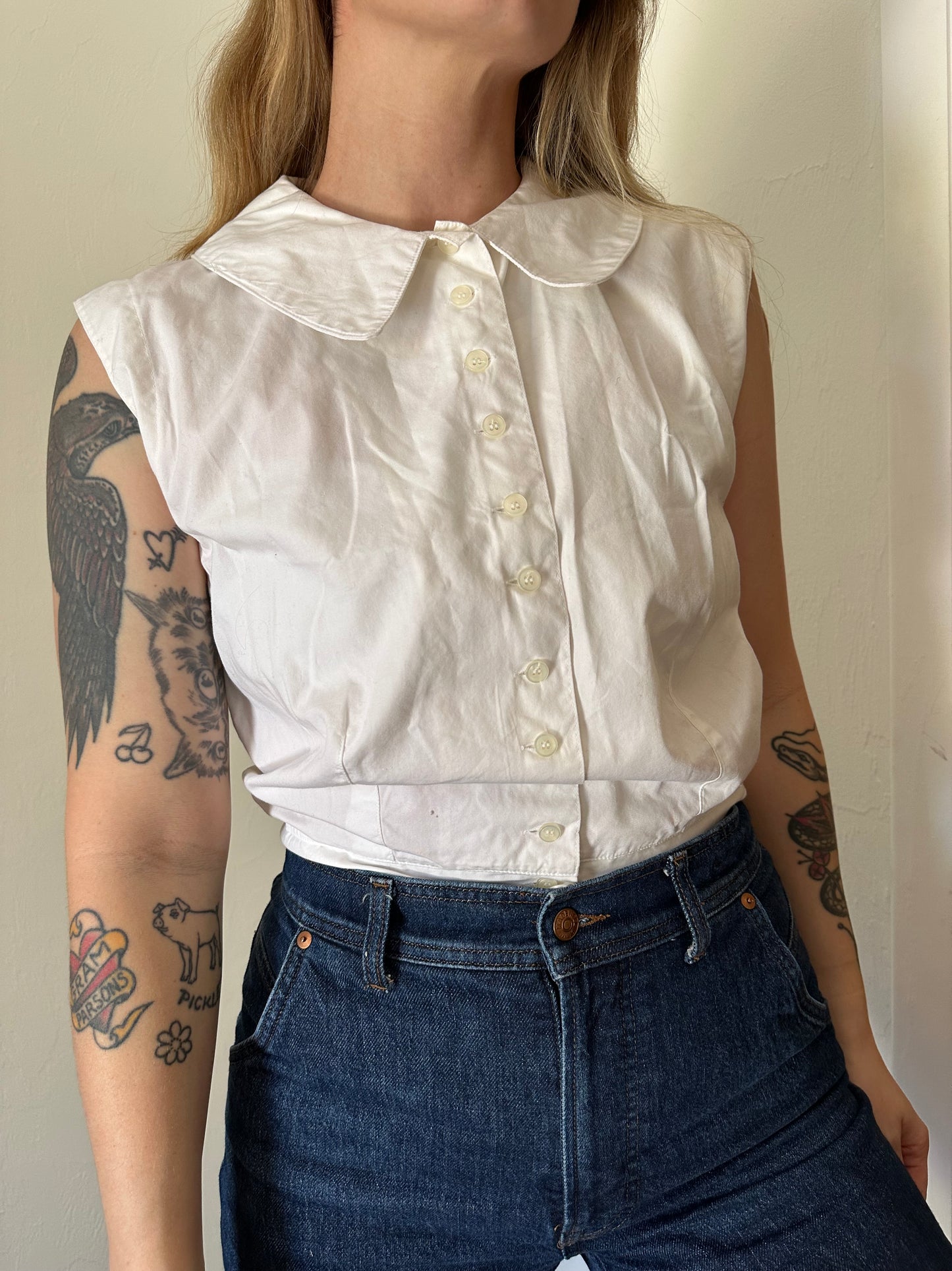 90s sleeveless collared top