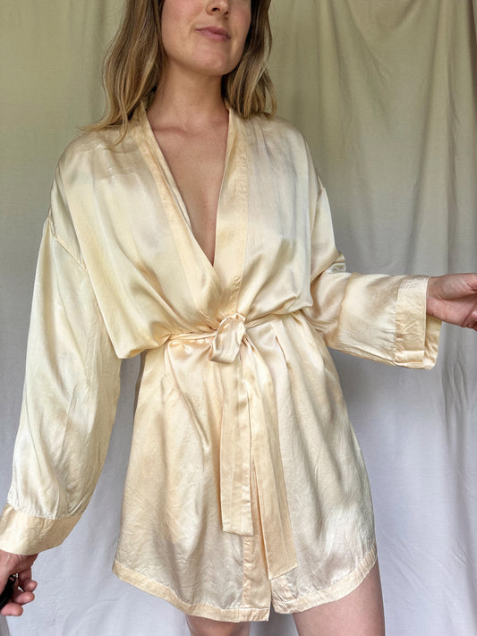 butter yellow silk robe