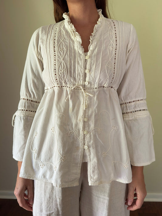 Vintage Ivory Boho Blouse