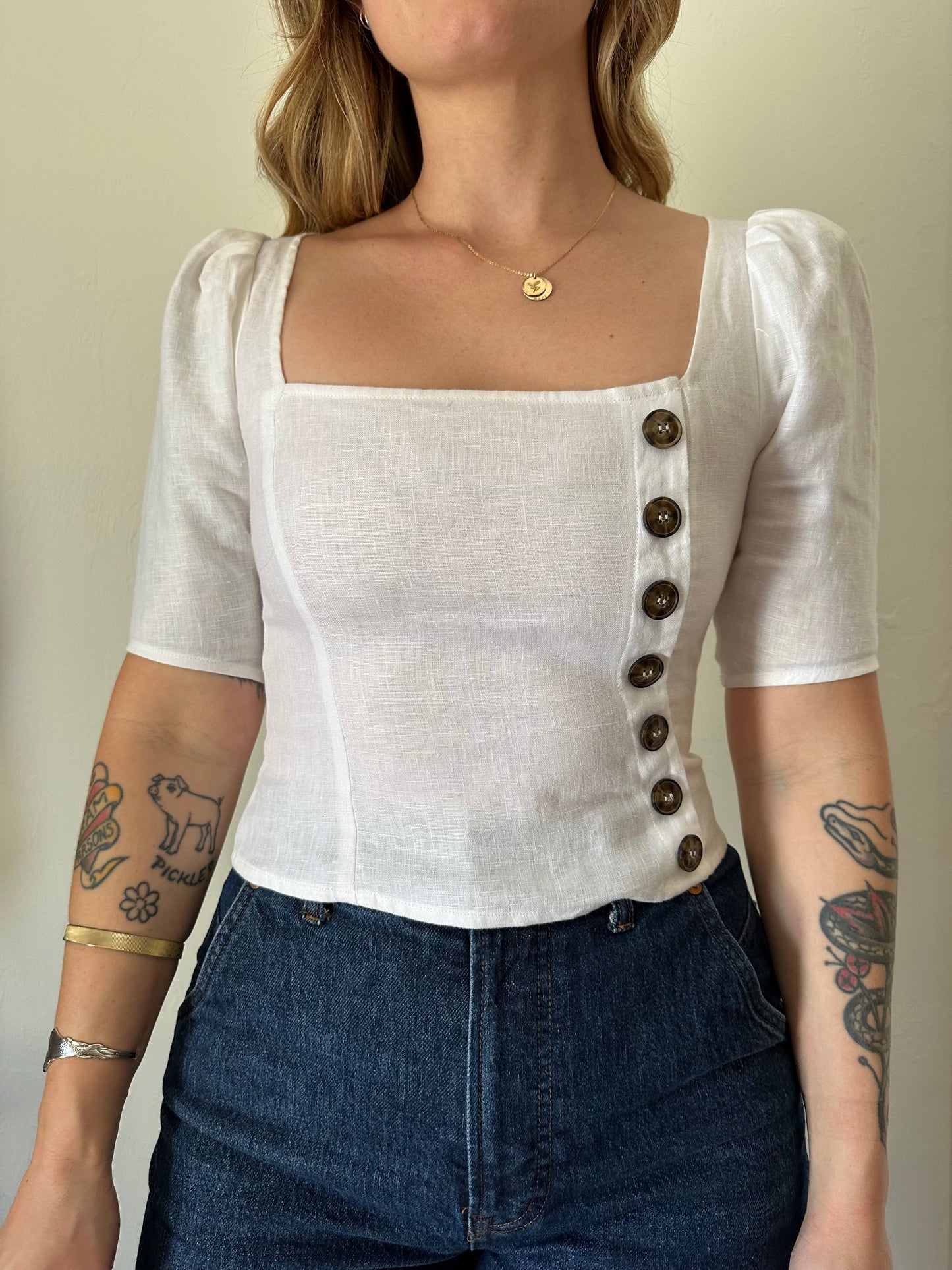 Reformation white linen top