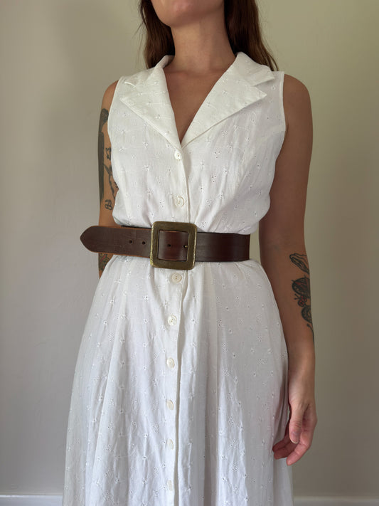 90s eyelet button down dress