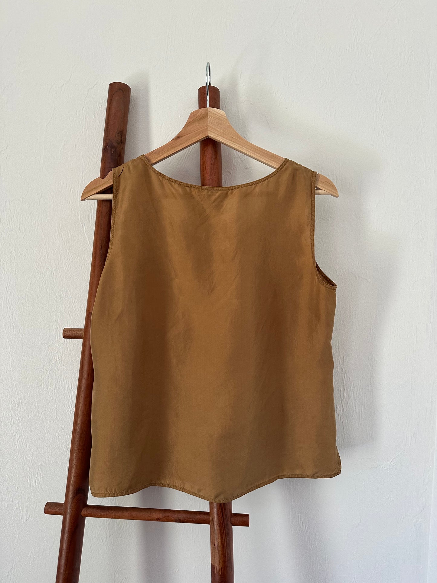 90s camel silk crepe tank top