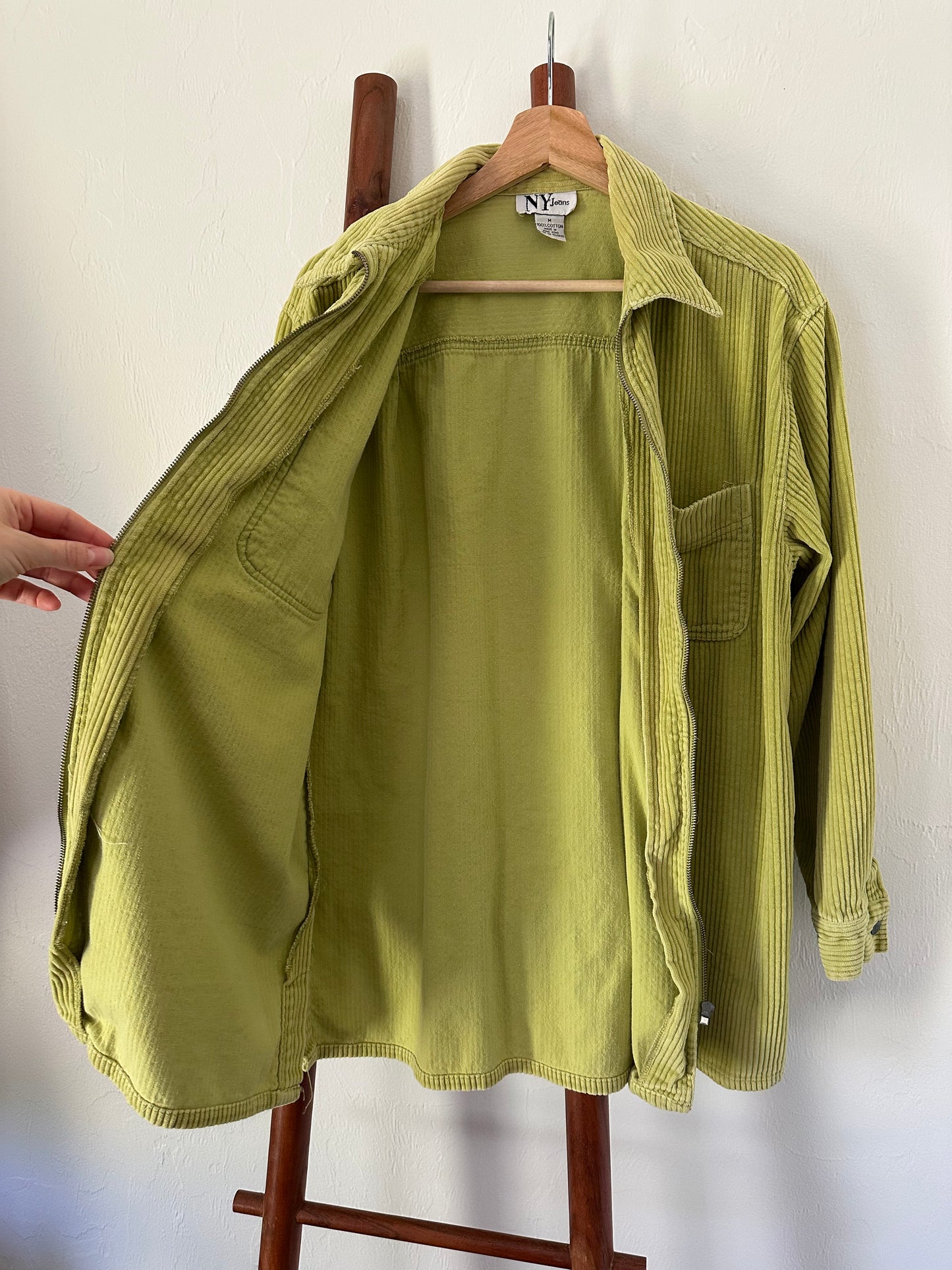 green corduroy shacket