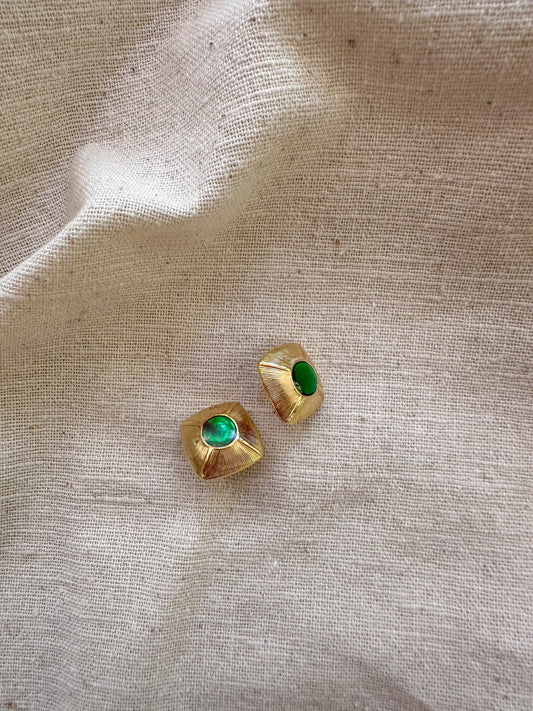emerald gold studs