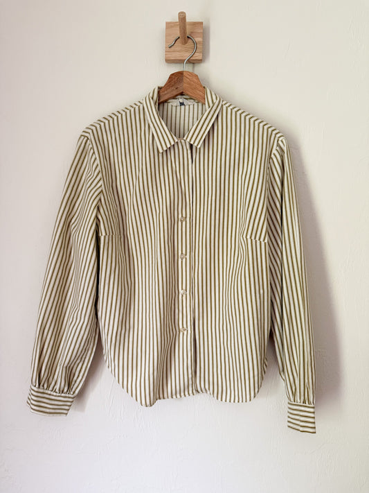 Green and White Striped Blouse