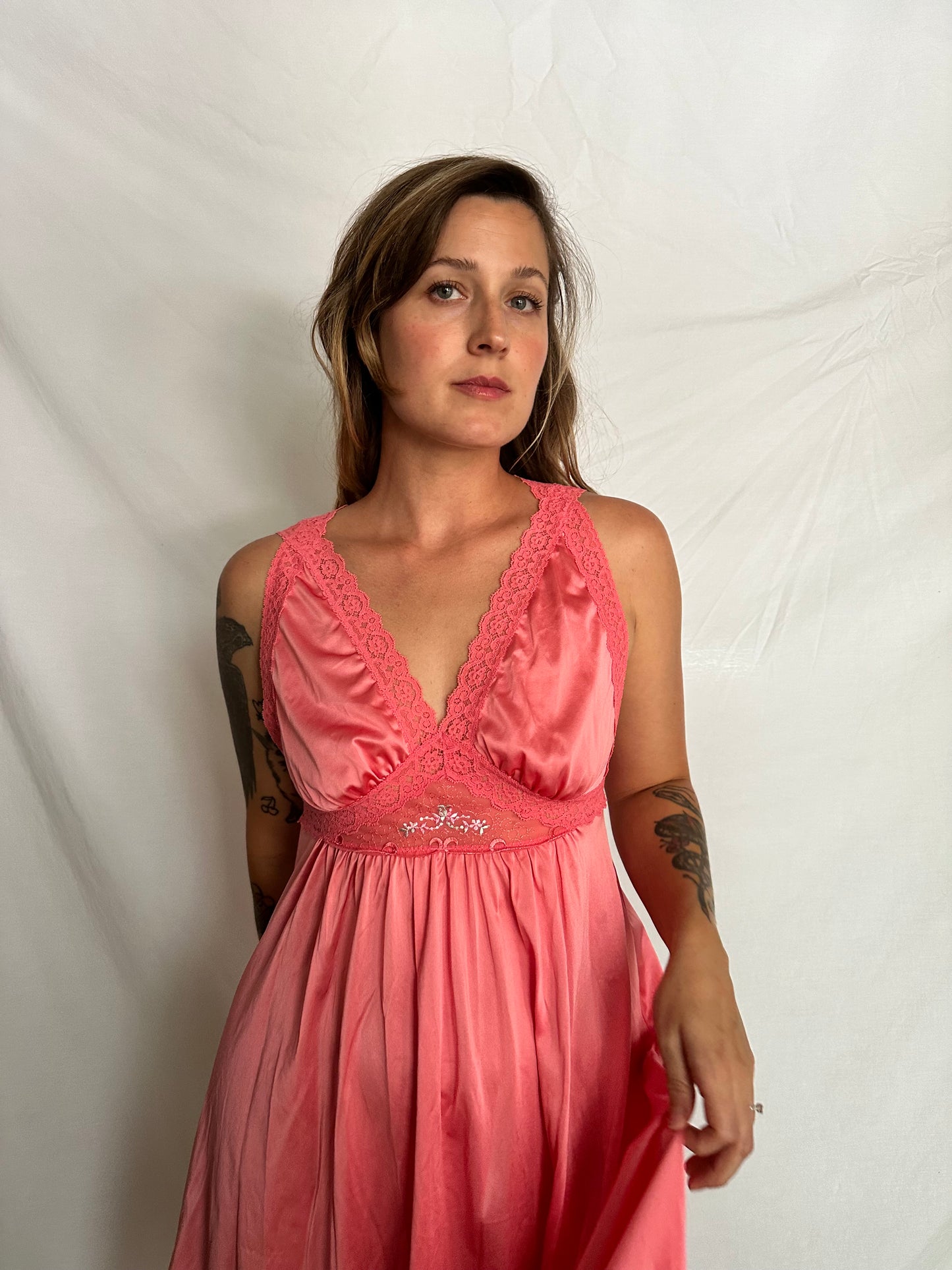 pink floral lace nightie