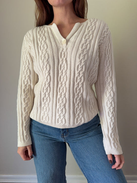 Ivory Cable Knit Pullover