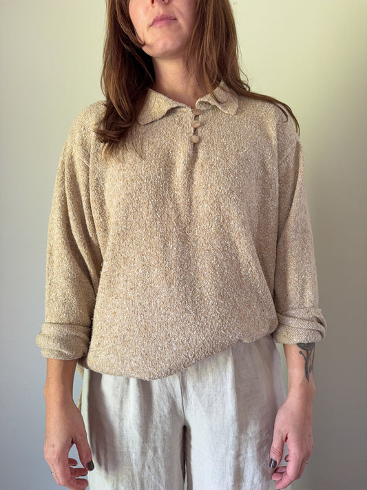 90s Textured Collared Sweater