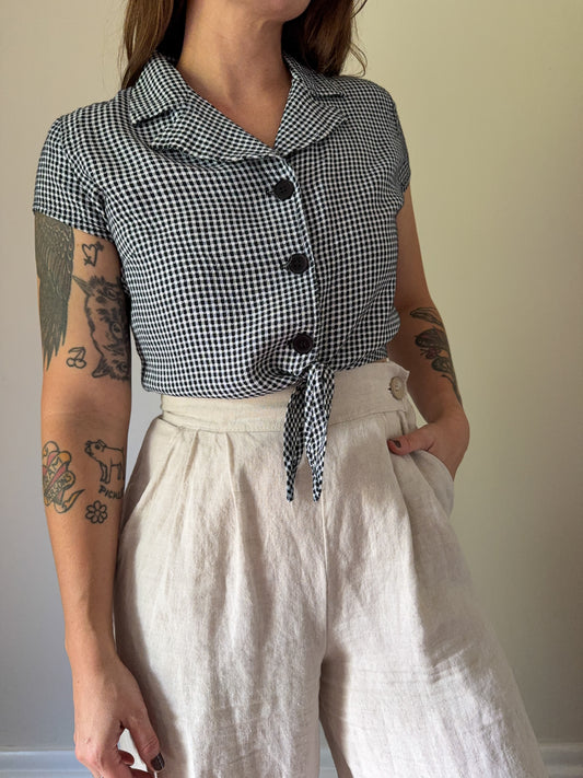 90s Gingham Tie Top