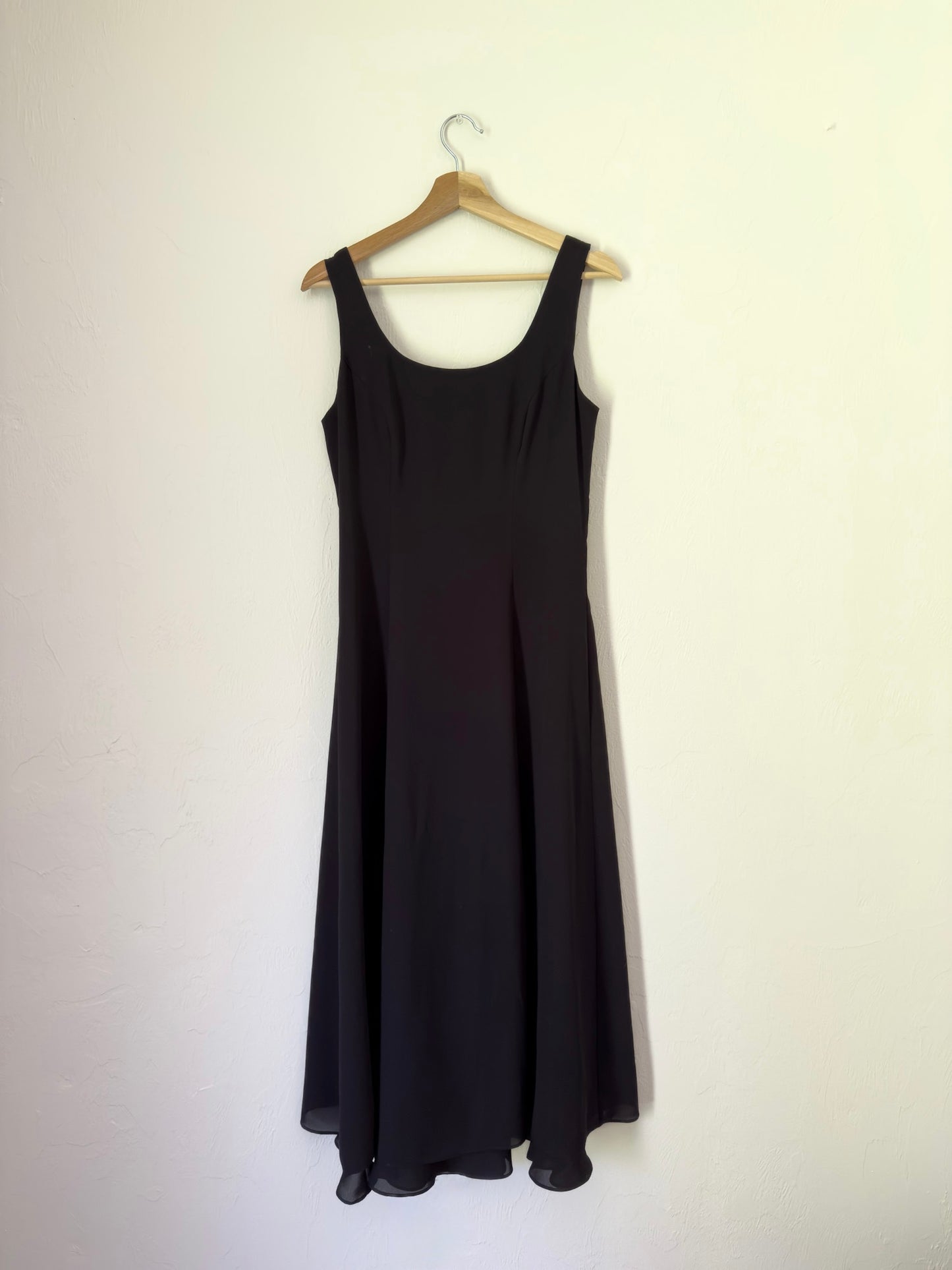 90s Black Chiffon Evening Gown