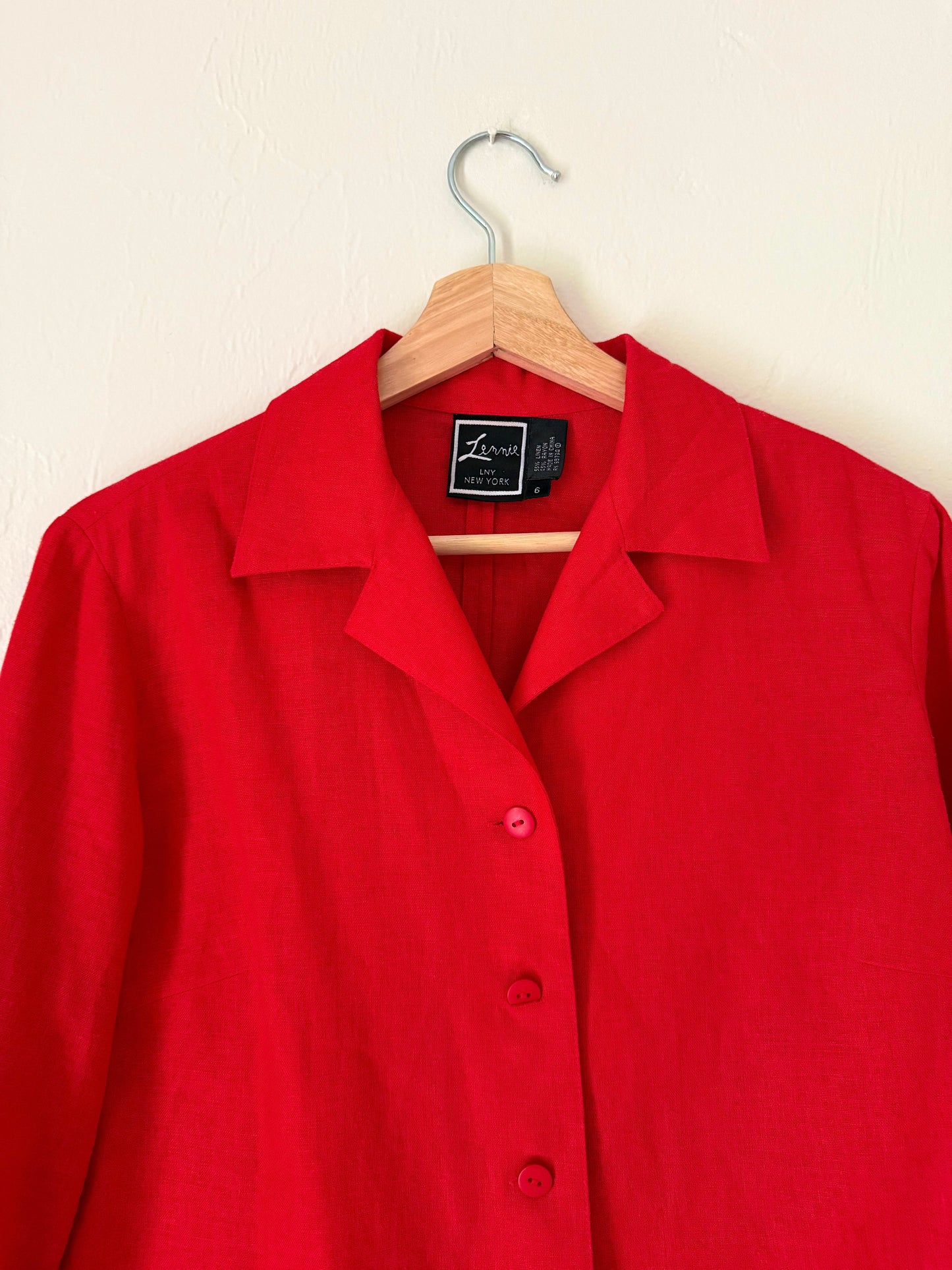 Cherry Red Cropped Button Down