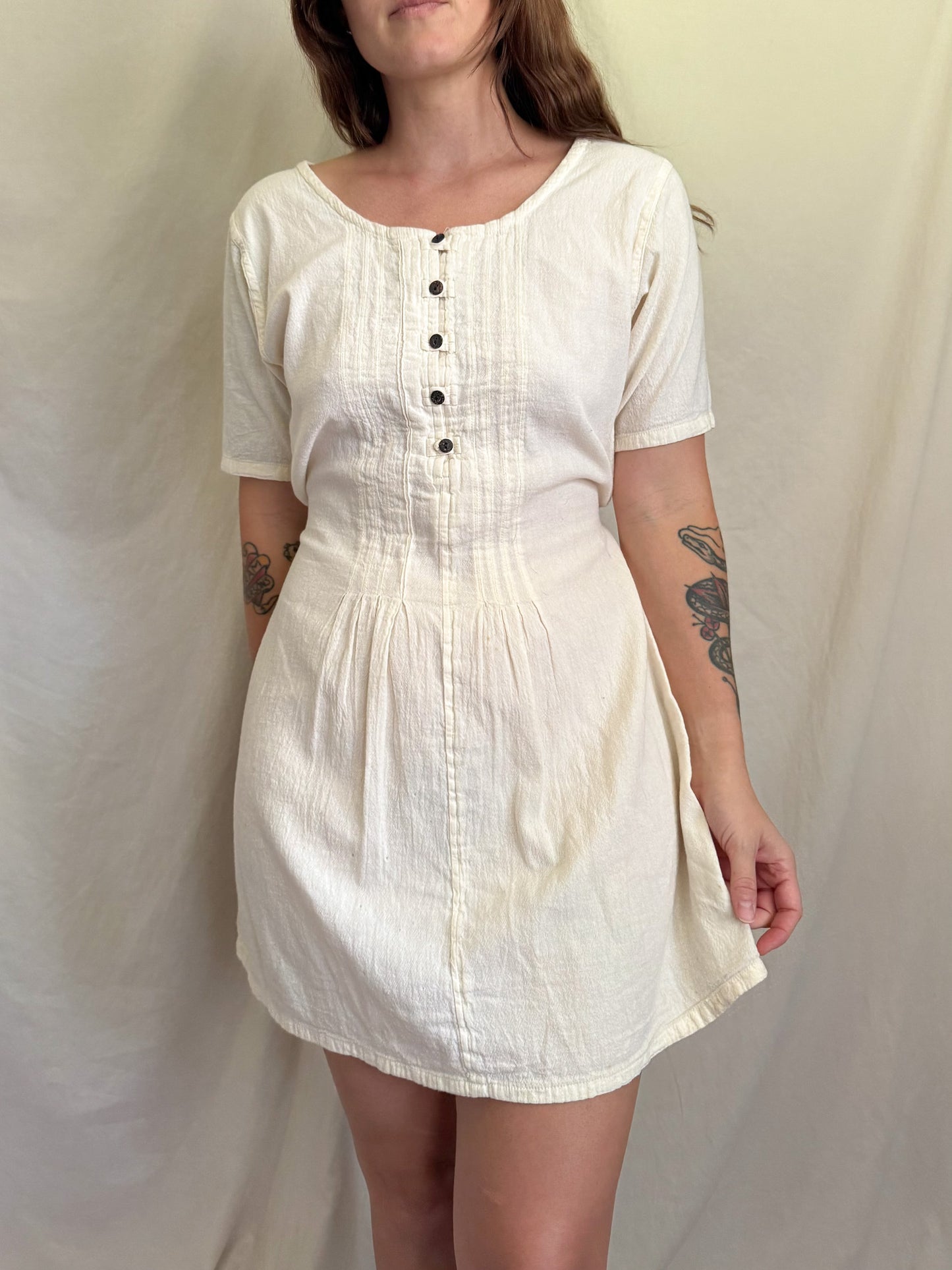 vintage creamy pintuck dress