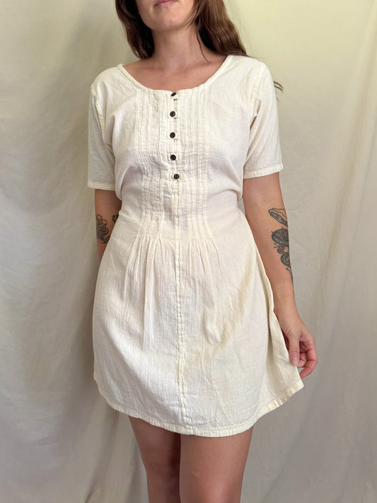 vintage creamy pintuck dress