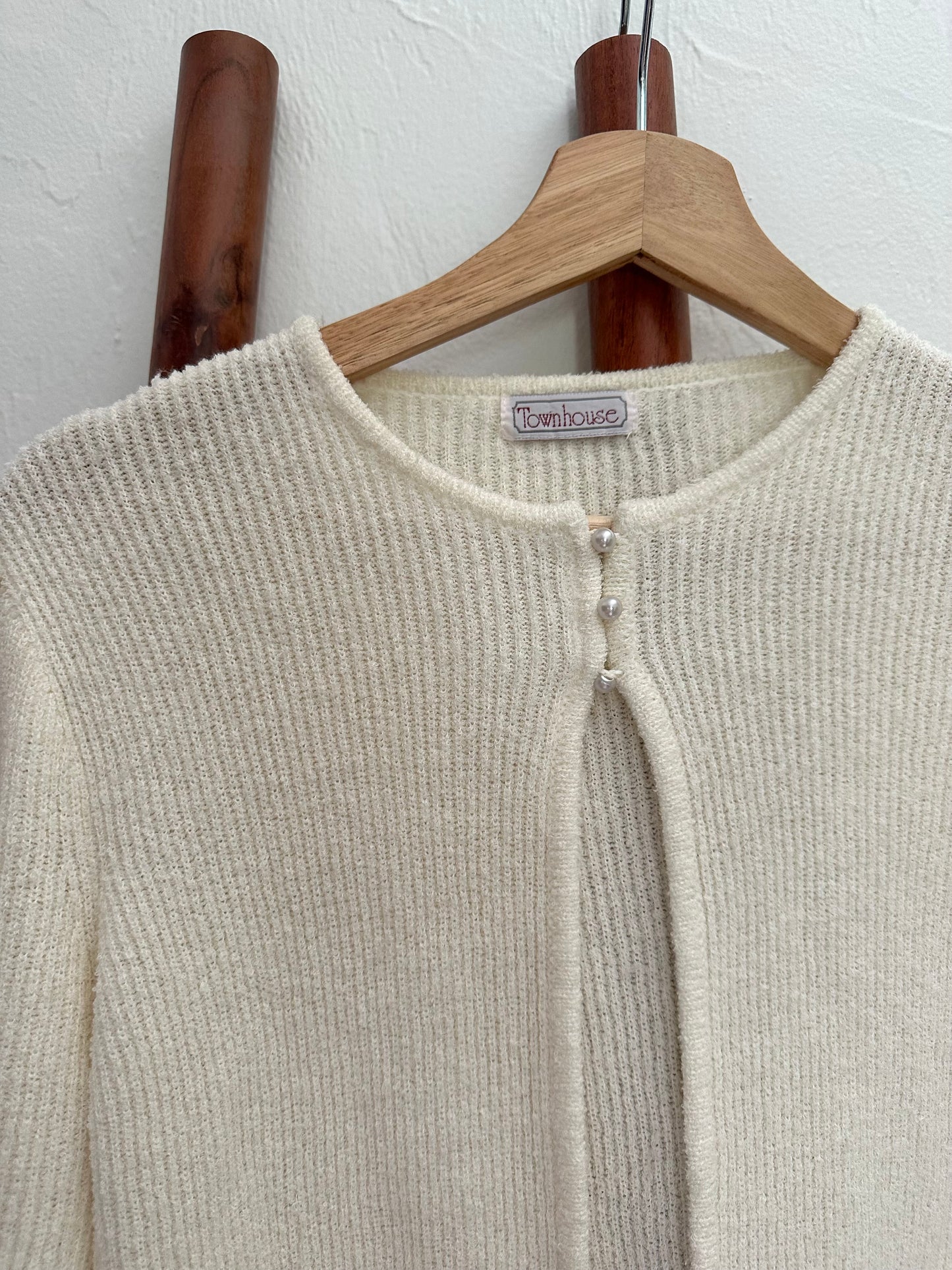 80s ribbed pearl knit cardigan