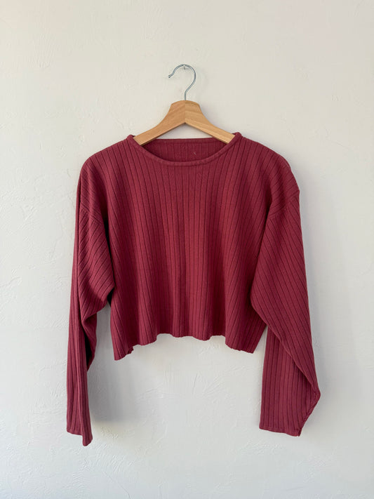90s Maroon Cropped Sweater