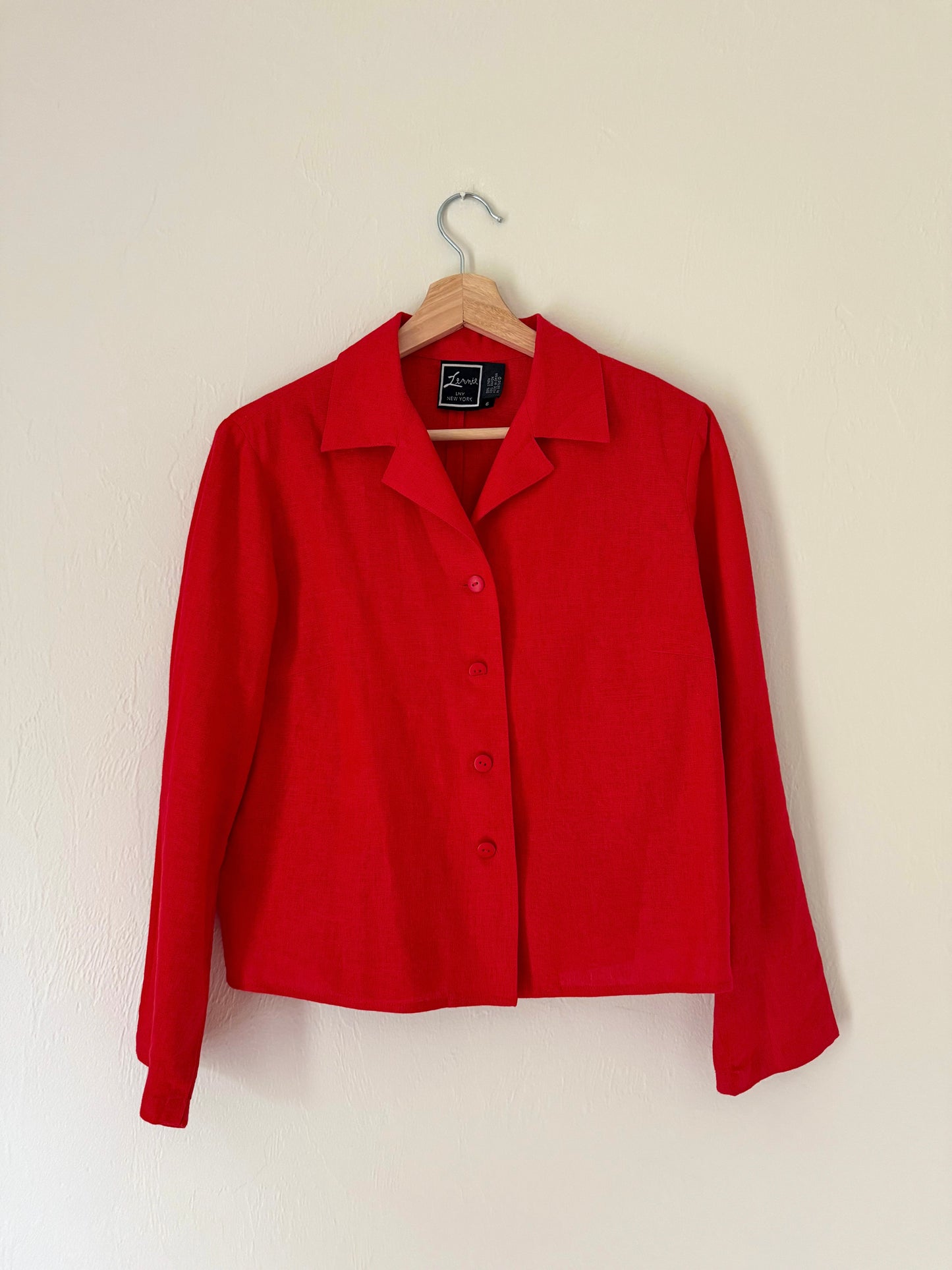 Cherry Red Cropped Button Down