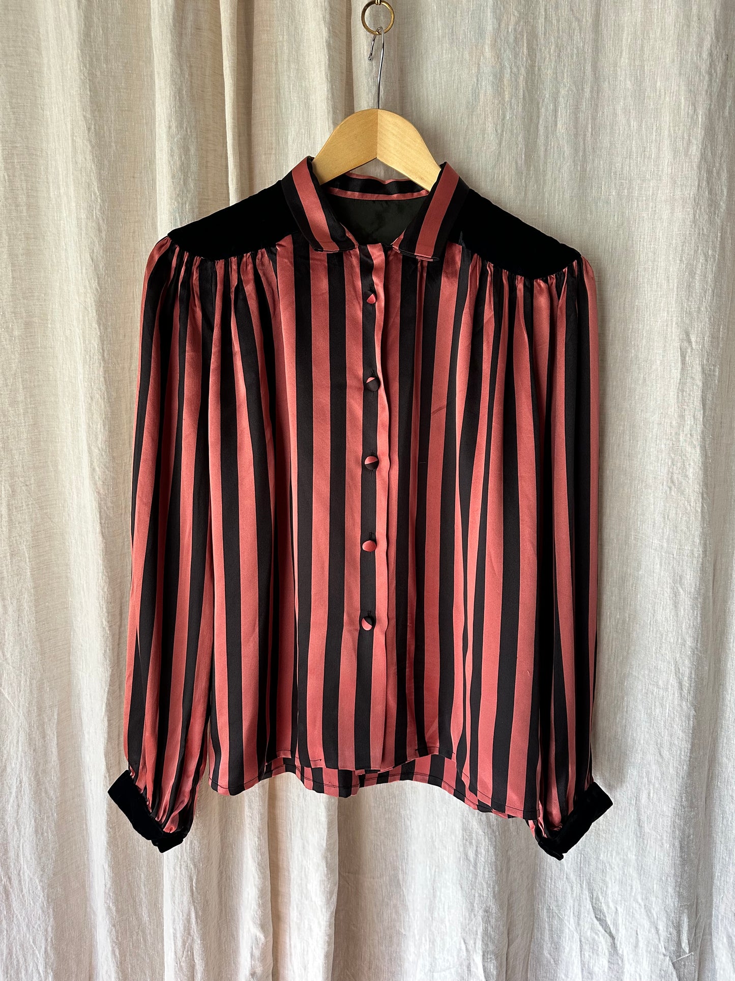 silk & velvet striped blouse