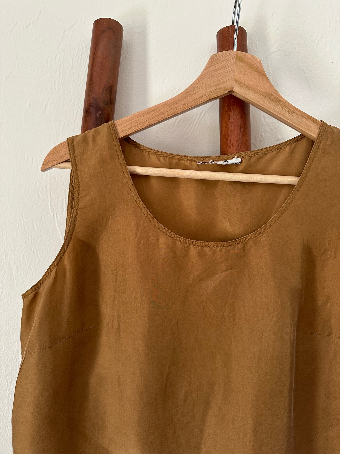 90s camel silk crepe tank top