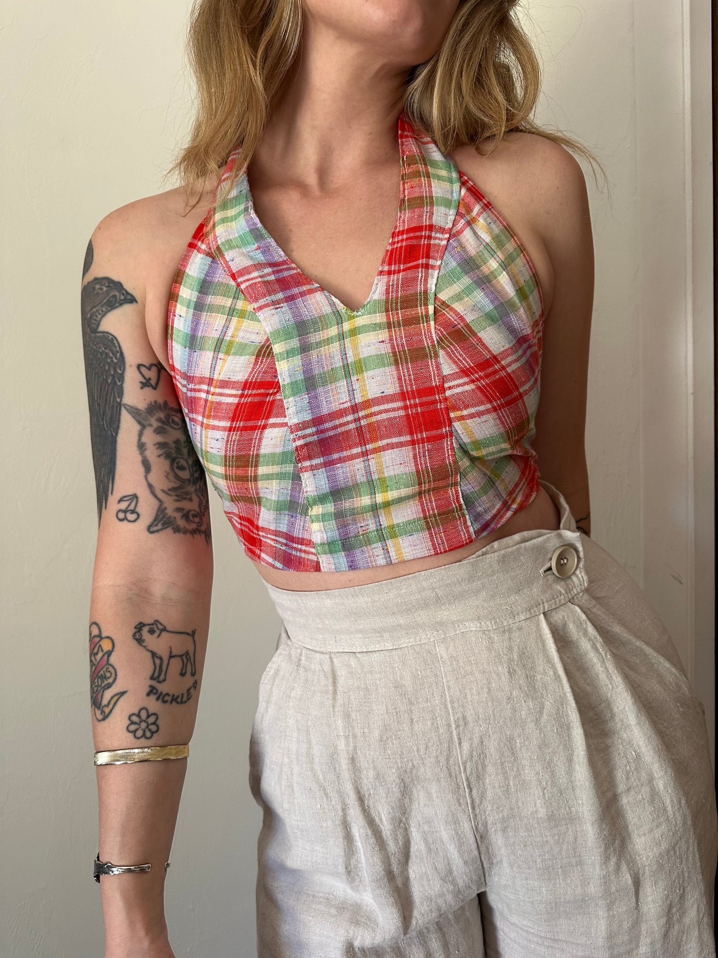 plaid vintage halter top