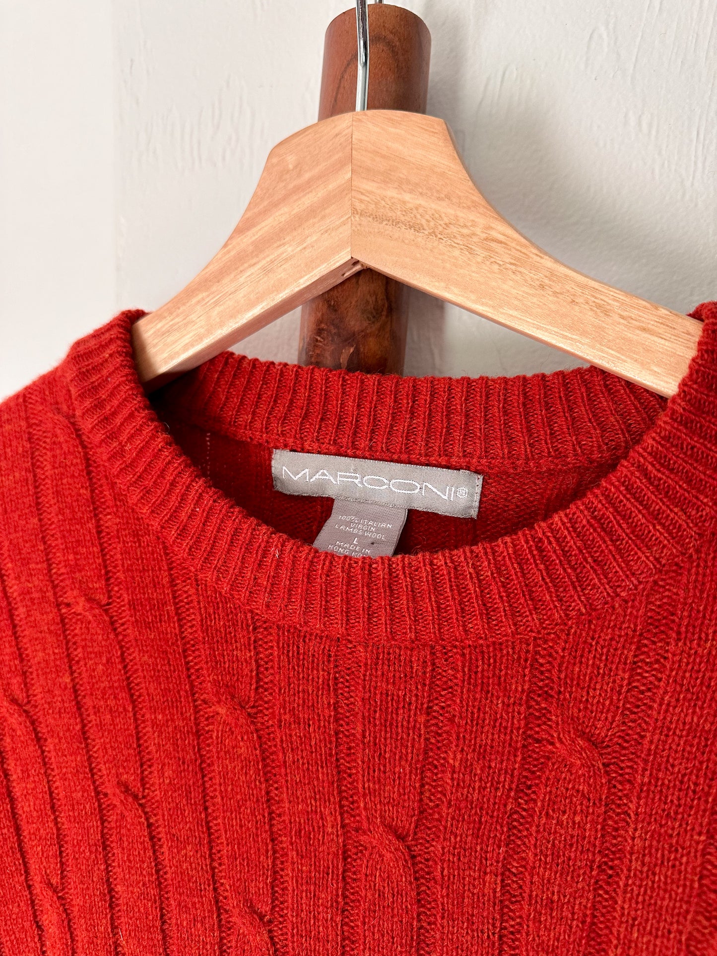 orange cable knit lambswool sweater