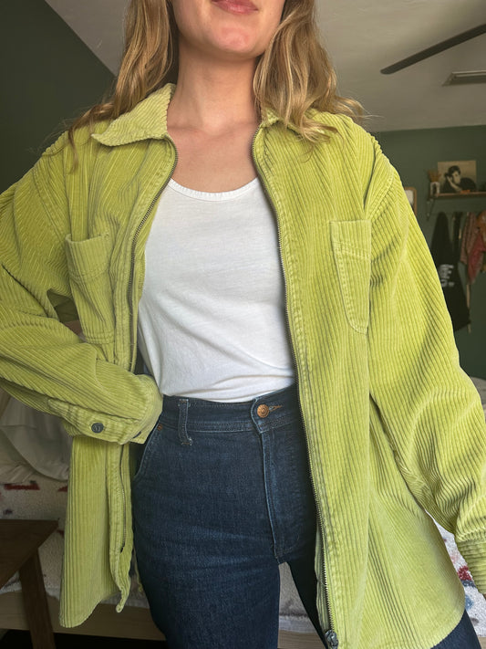 green corduroy shacket