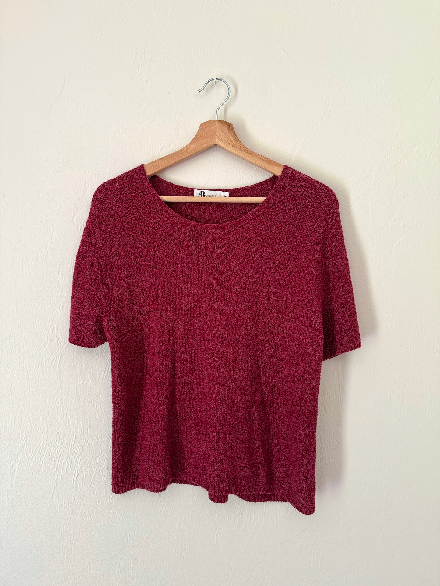 90s Textured Maroon Top