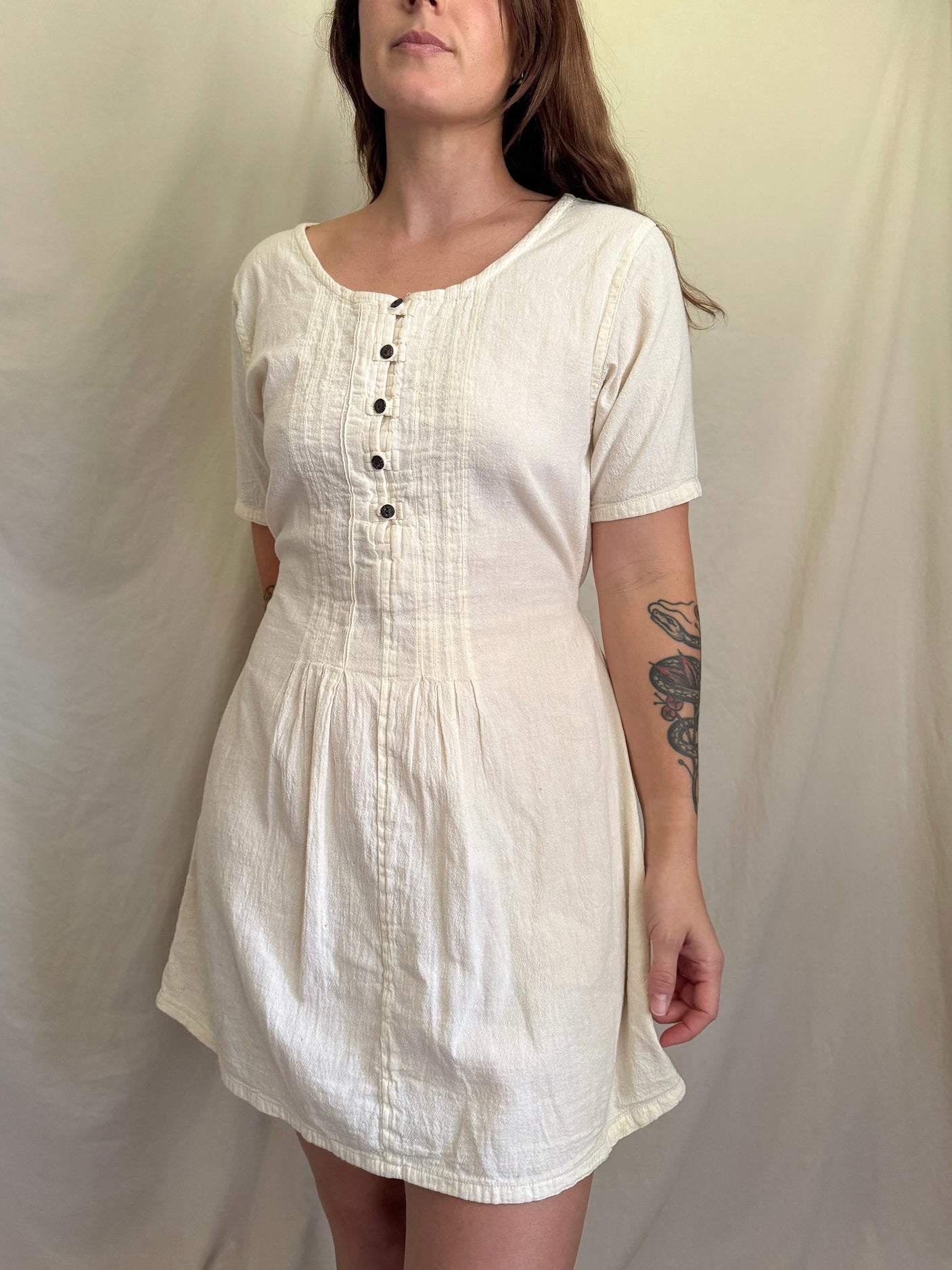 vintage creamy pintuck dress