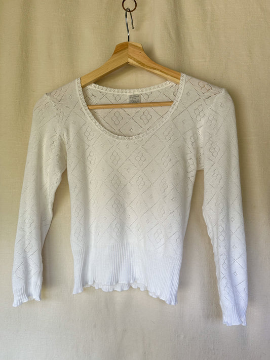 pointelle quarter sleeve
