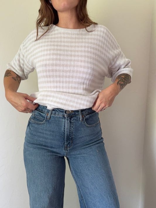 90s tan and white striped shirt