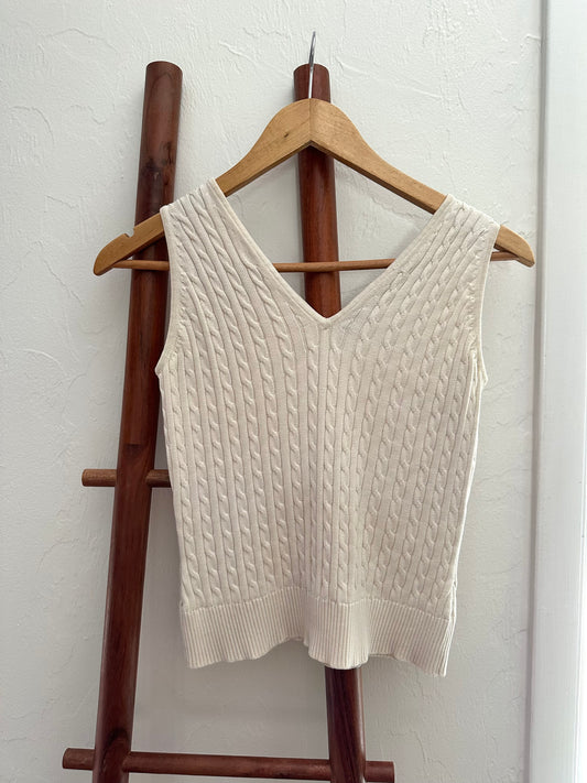 ivory cable knit tank