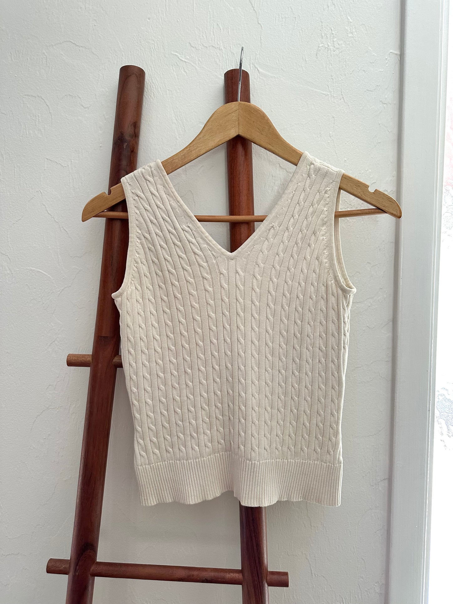 ivory cable knit tank