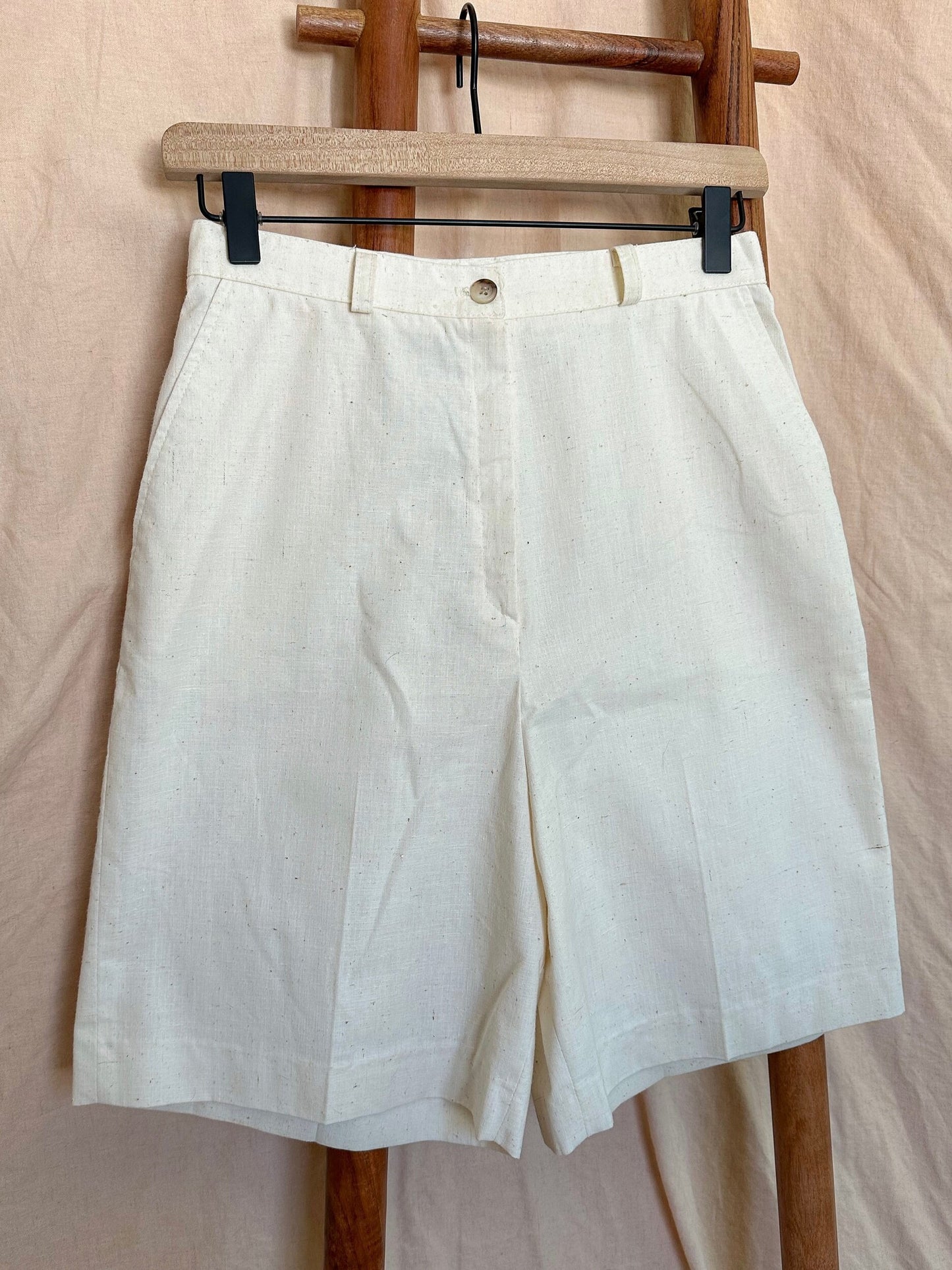ivory linen speckled shorts